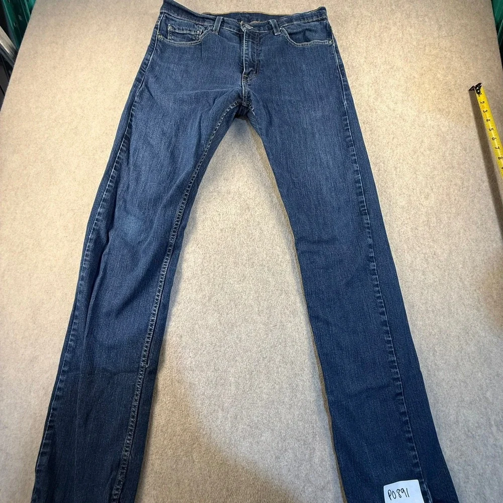 Levi 513 Slim Straight Jeans Mens 32x34 Blue Dark Wash Denim 08513-0183